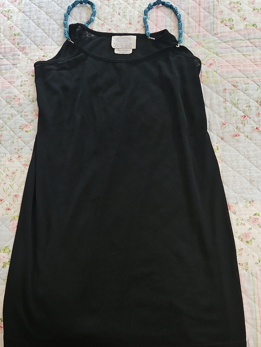Black Swim Coverup with Braided Turquoise-Strap Detail